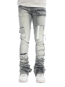 Si Tu Veux GUNNA SUPER-STACKED JEAN Blue