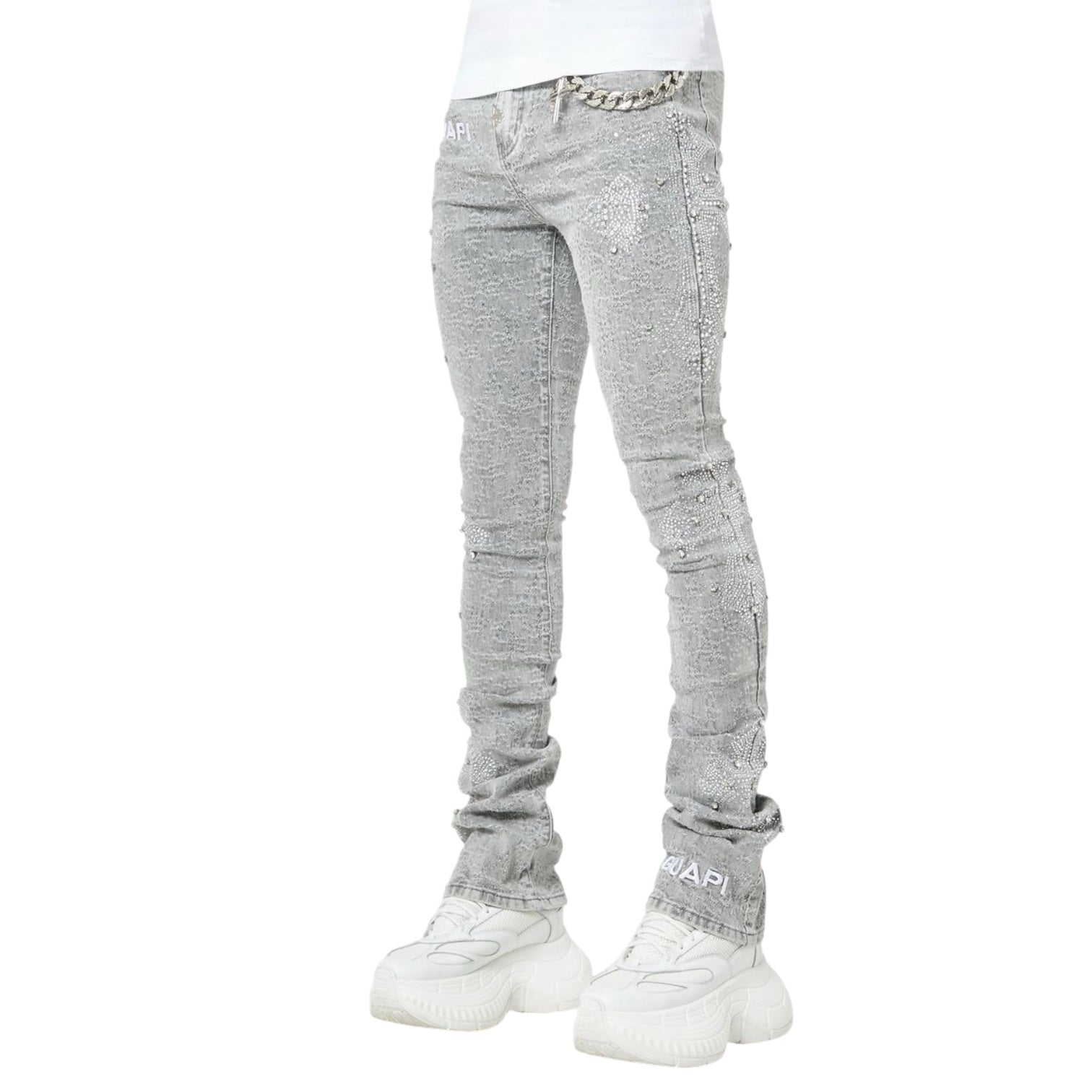 Guapi Smoke Grey Distressed Cross Denim