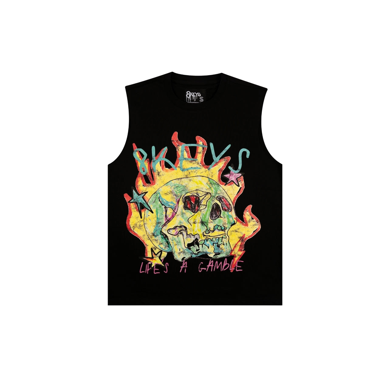 Black sleeveless life is a gamble t-shirt