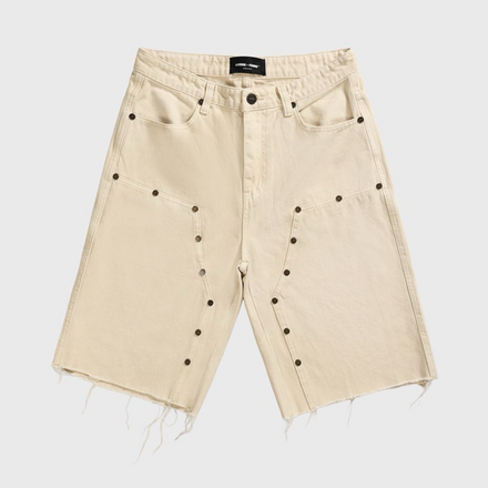 Homme Femme Arsenal Studded Denim Shorts (Cream)
