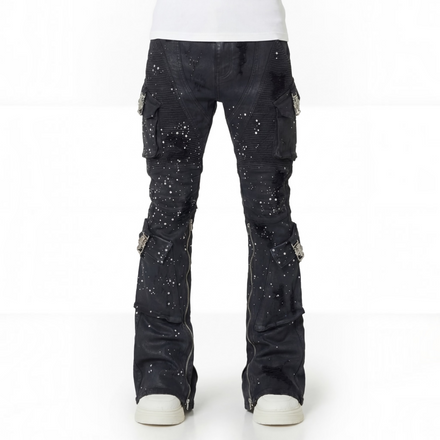 Guapi Embellished Black Ops Waxed Denim
