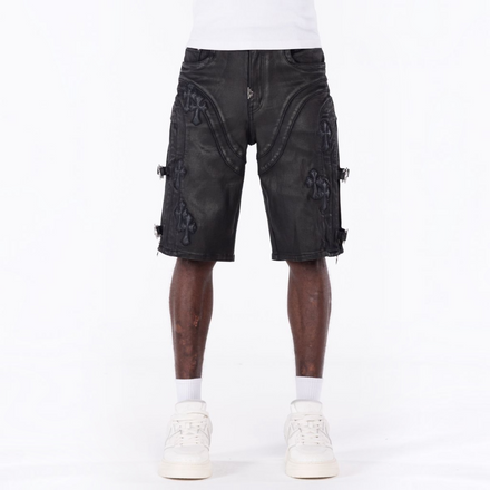 Guapi All Black Cross Buckle Shorts