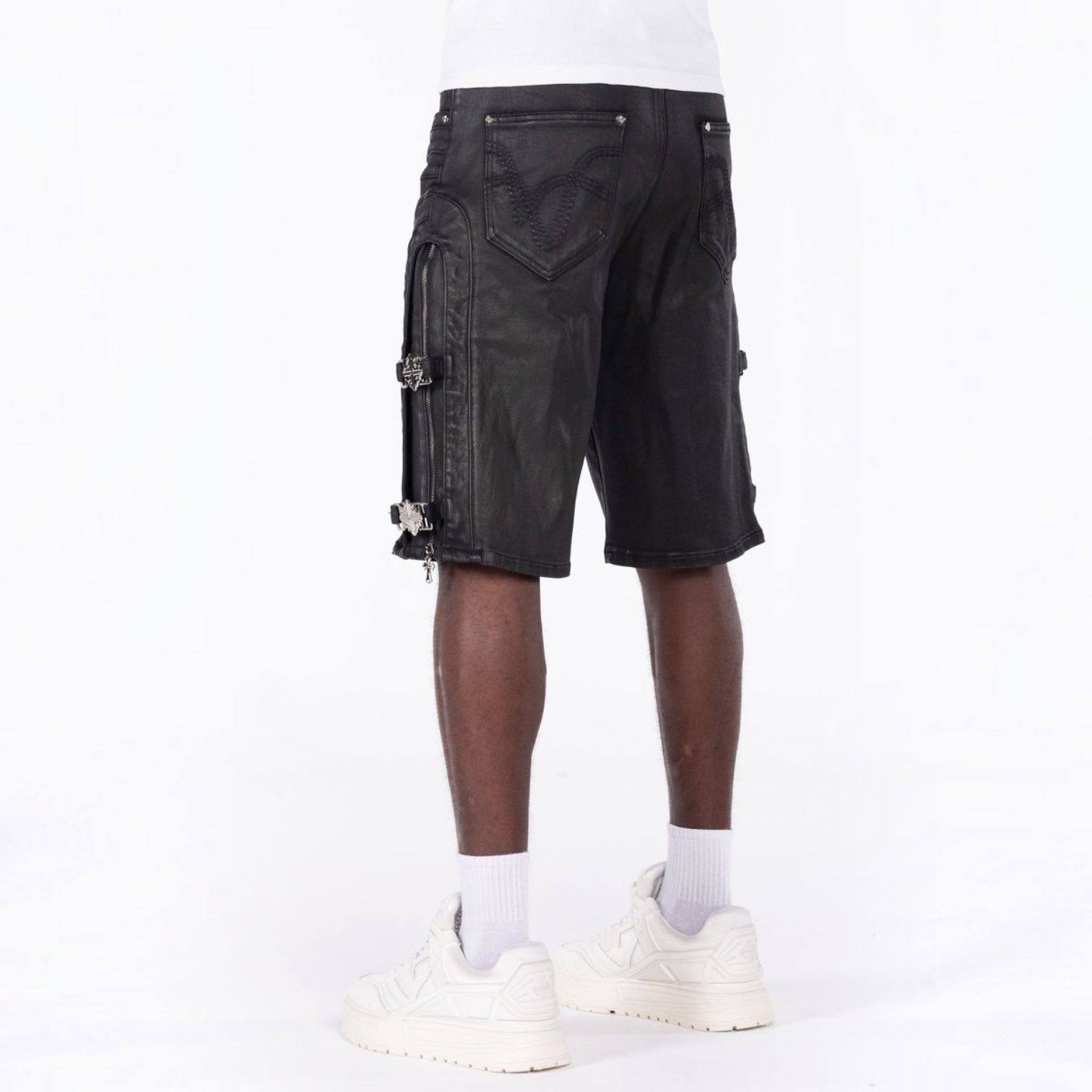 Guapi All Black Cross Buckle Shorts