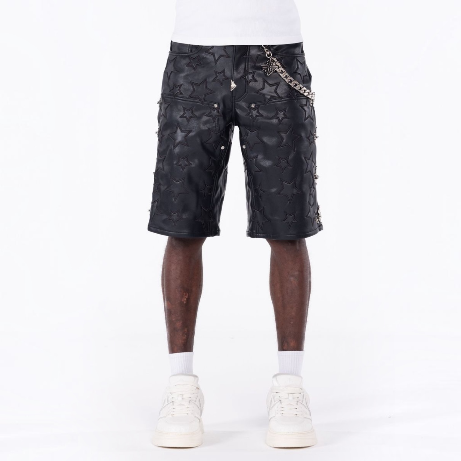 Guapi Obsidian Black Stars Leather Shorts