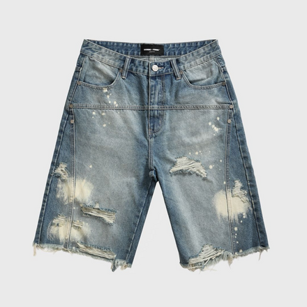 Homme Femme Nomad Studded Denim Shorts (Blue)