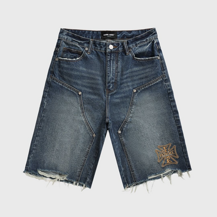 Homme Femme Maison Crest Denim Shorts (Blue)