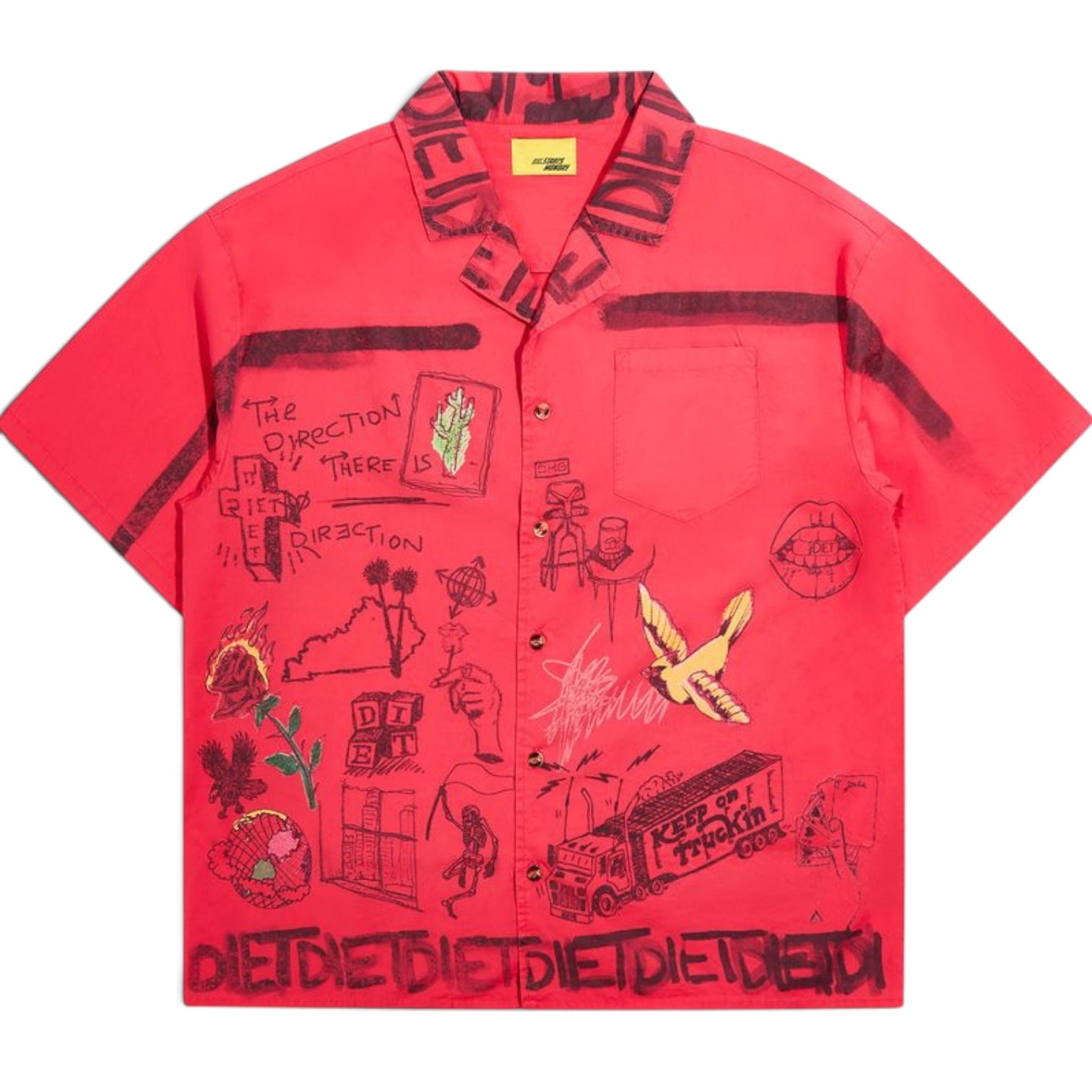 DSM Doodle Button Up Shirt-Red