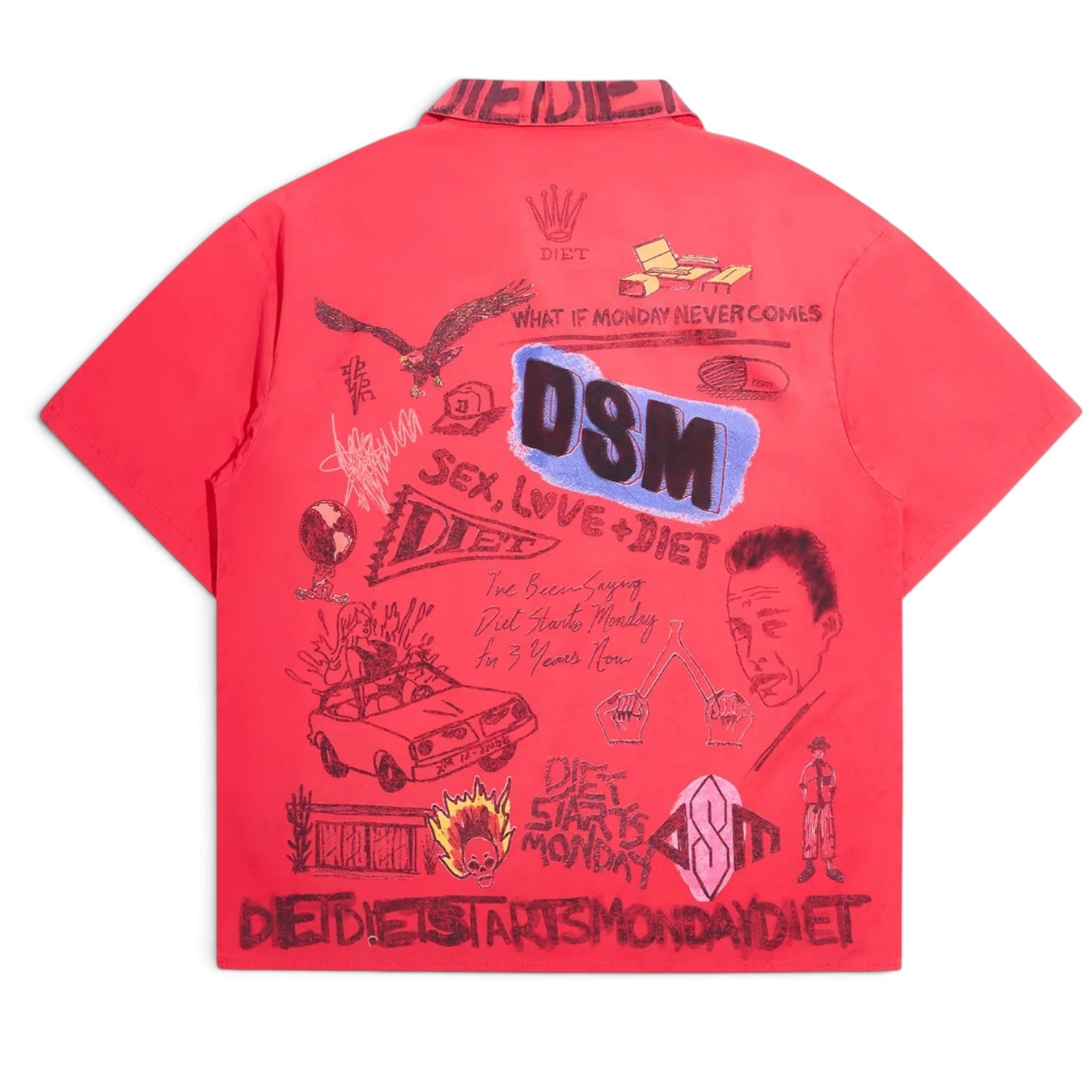 DSM Doodle Button Up Shirt-Red