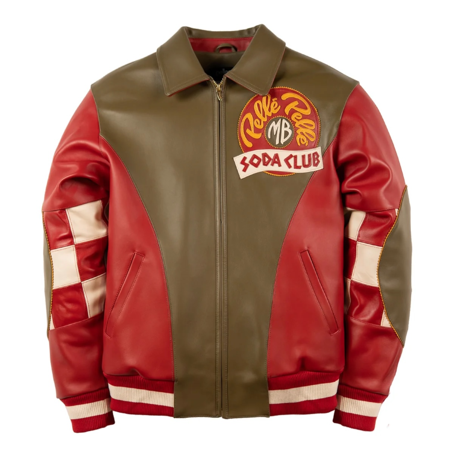 PELLE PELLE CHECKERED SODA CLUB JACKET (olive/red)