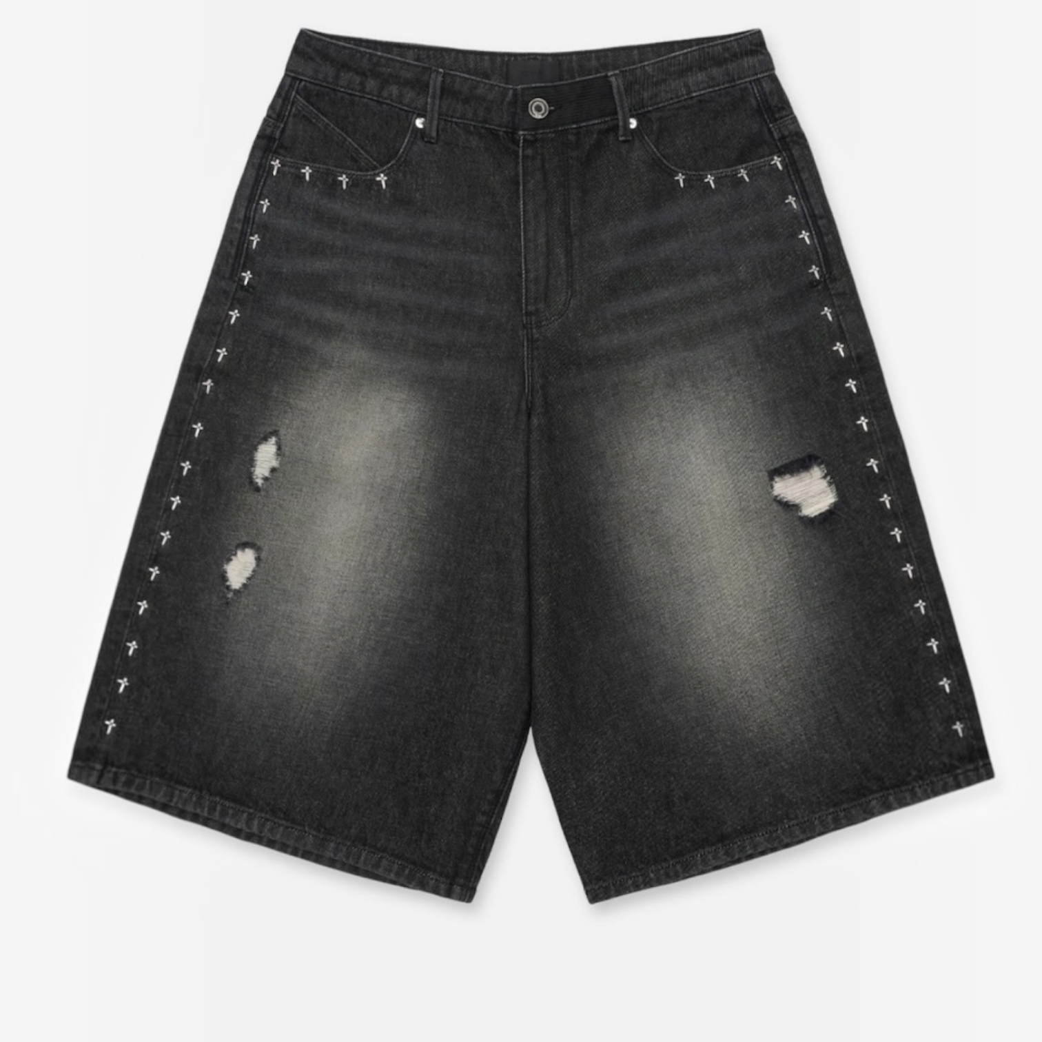 Rta GUSTAVO DENIM SHORT | FRAY NOIR SIDE CROSS