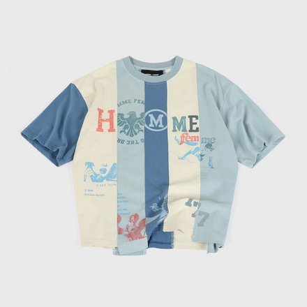 Homme Femme Reconstructed Varsity Tee Blue