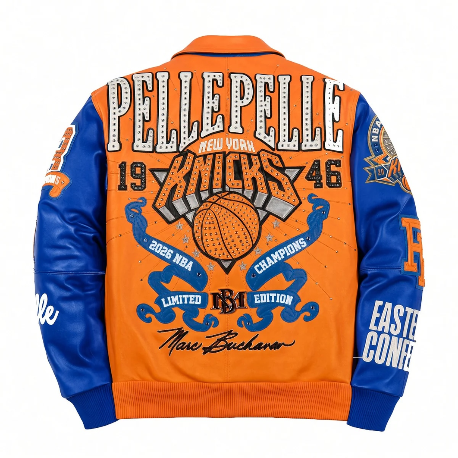 Pelle Pelle Knicks dynasty jacket (Orange/Blue)