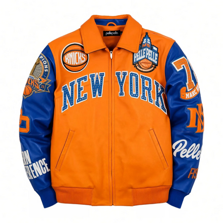 Pelle Pelle Knicks dynasty jacket (Orange/Blue)