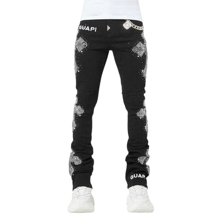 Guapi Obsidian Black Distressed Cross Denim