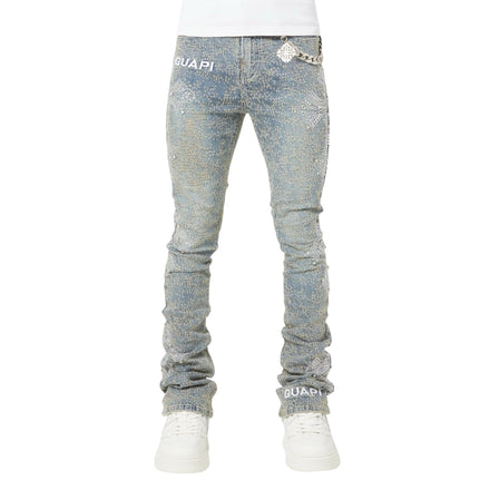 Guapi Vintage Blue Distressed Cross Denim