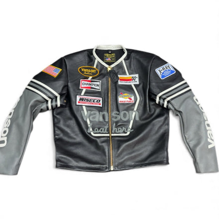 Vanson 5 Star Biker Jacket (Blk/Grey)