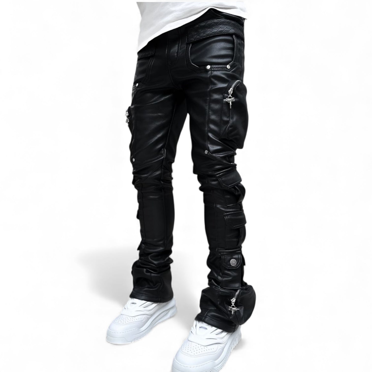 Guapi Obsidian Black Cargo Leather Pant