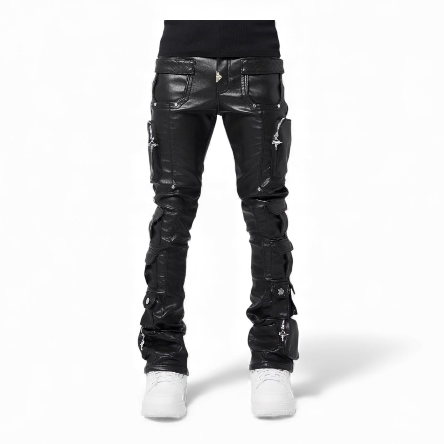 Guapi Obsidian Black Cargo Leather Pant