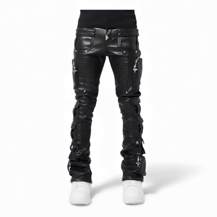 Guapi Obsidian Black Cargo Leather Pant