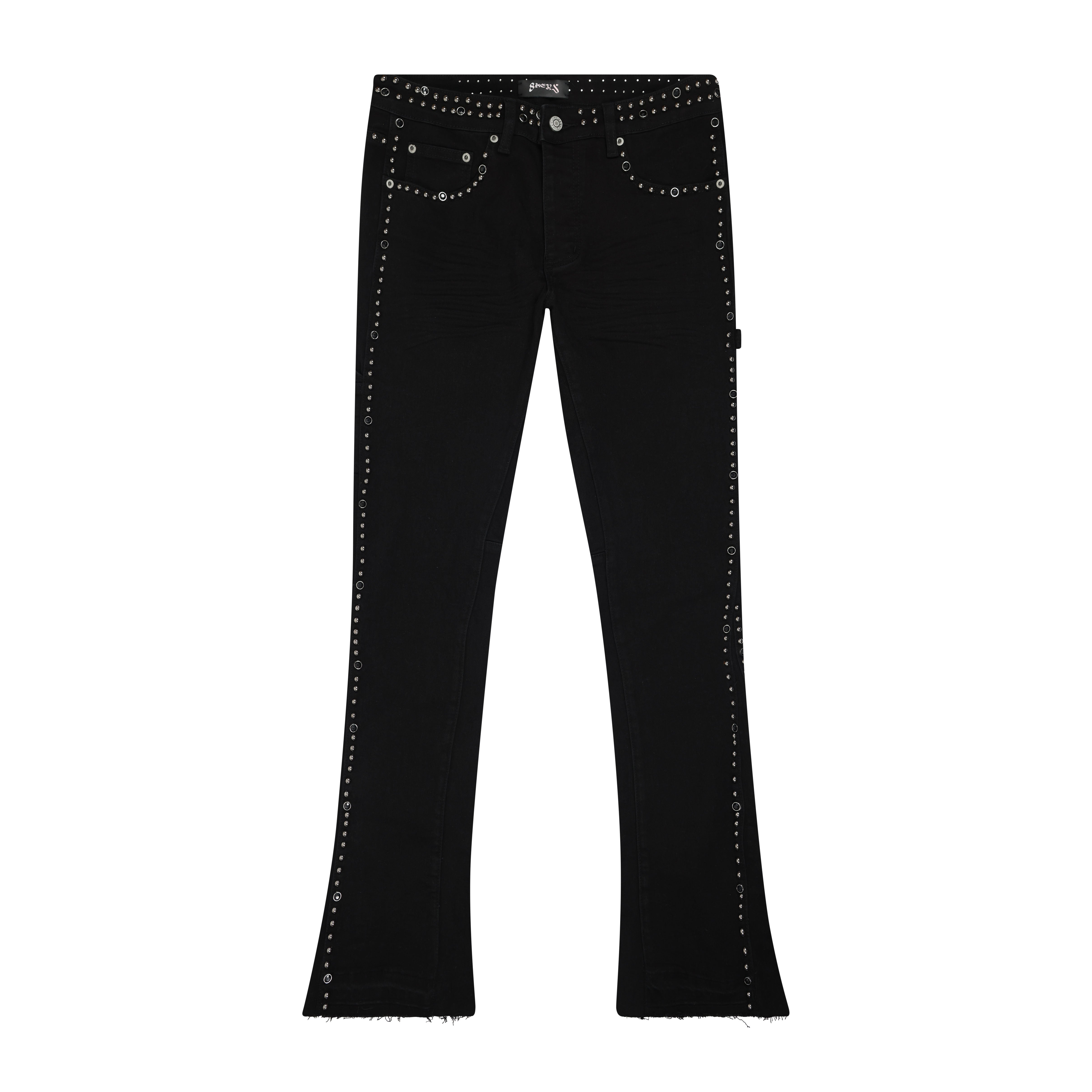 8keys Denim Studded flared Jeans (Black)