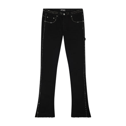 8keys Denim Studded flared Jeans (Black)