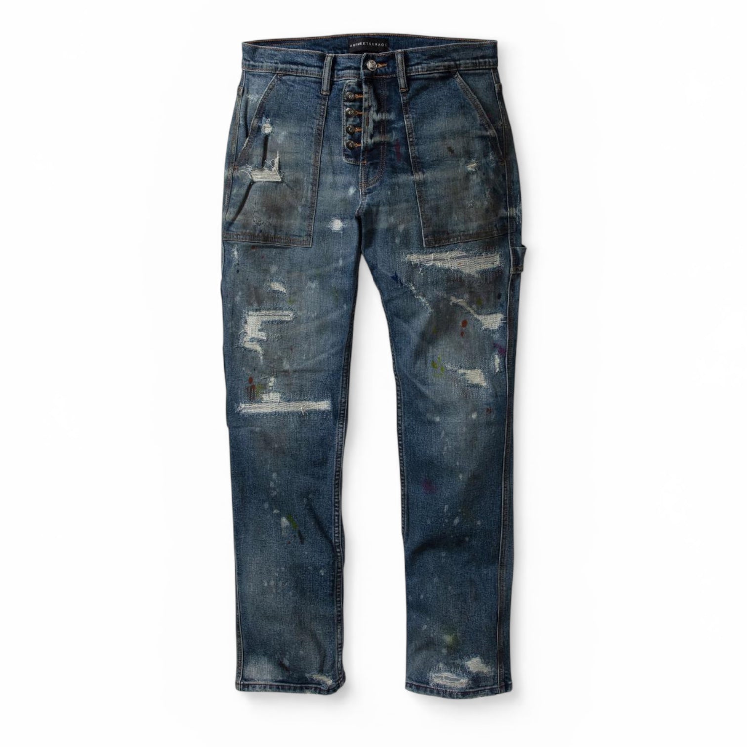 Art meet chaos dark medium wash carpenter denims
