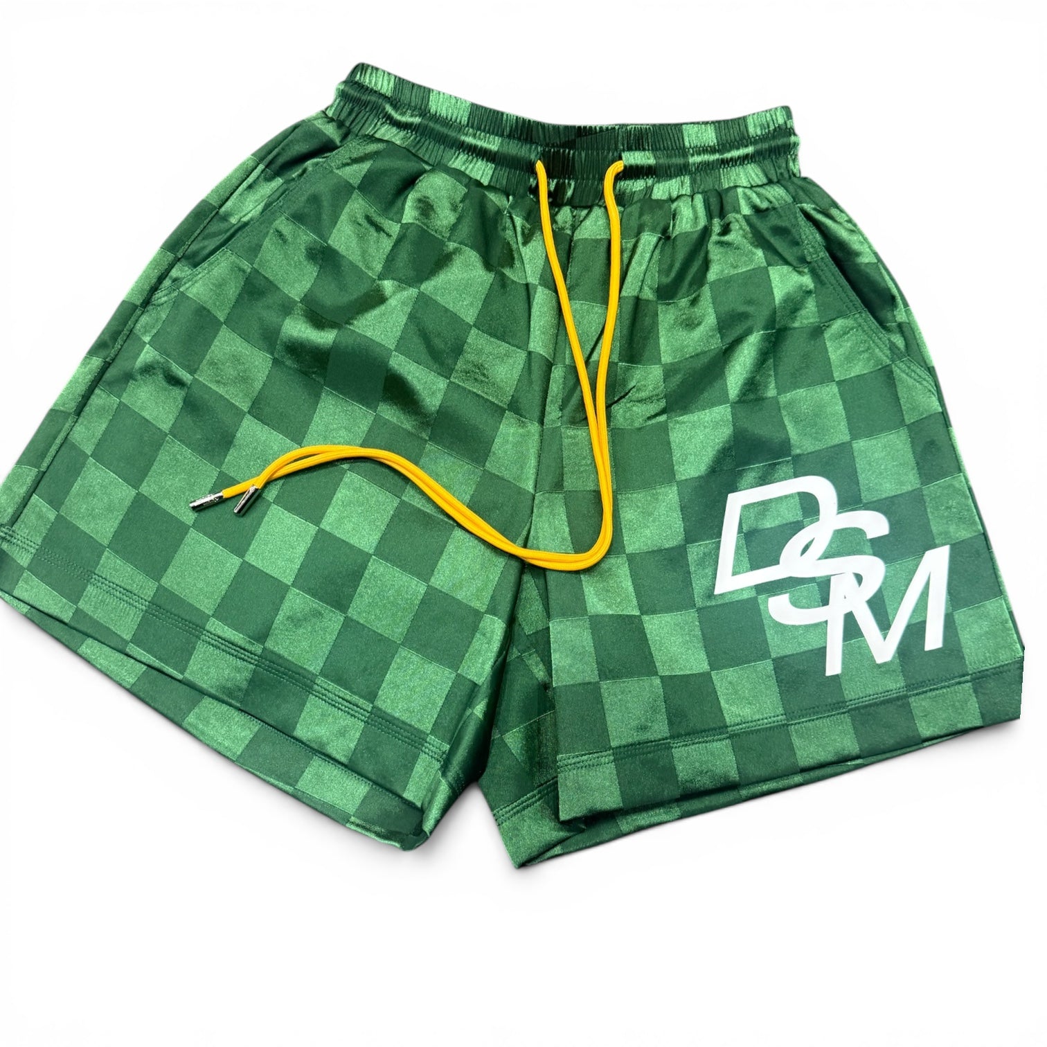 DSM Checkered Nylon Shorts-Green