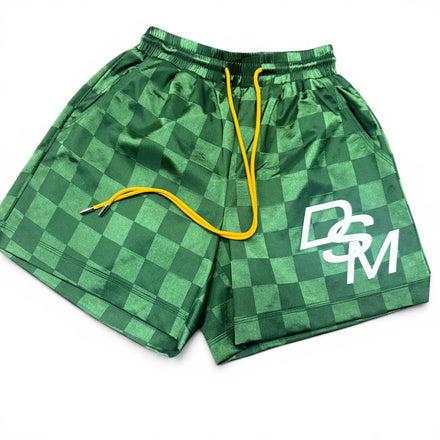 DSM Checkered Nylon Shorts-Green