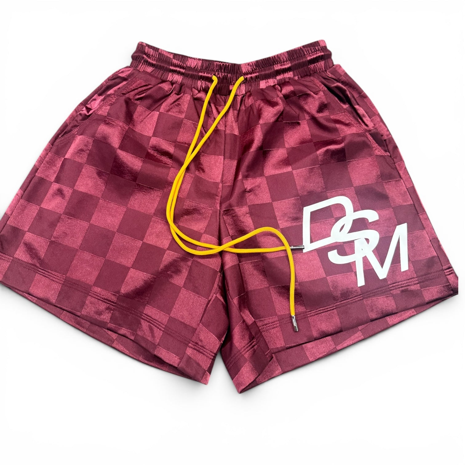 DSM Checkered Nylon Shorts Maroon