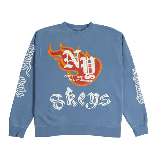 Baby blue locals only crewneck sweater