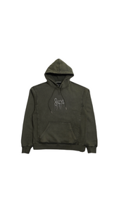 Olive green acid wash hoody