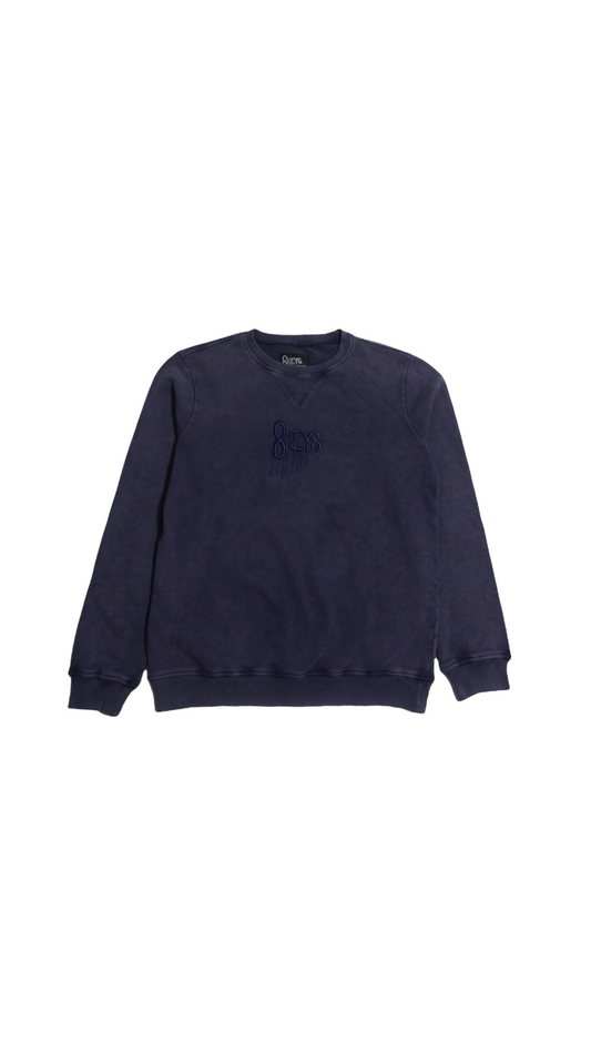 Navy blue acid wash crewneck sweater