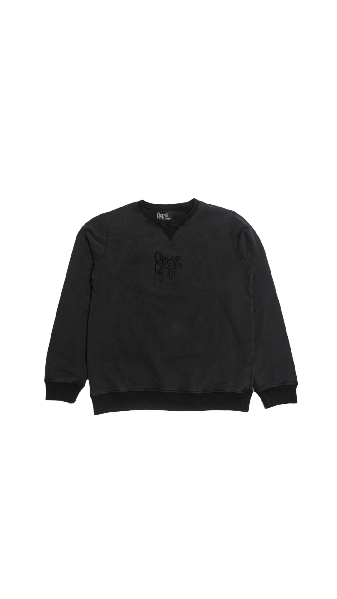 Black acid wash crewneck sweater